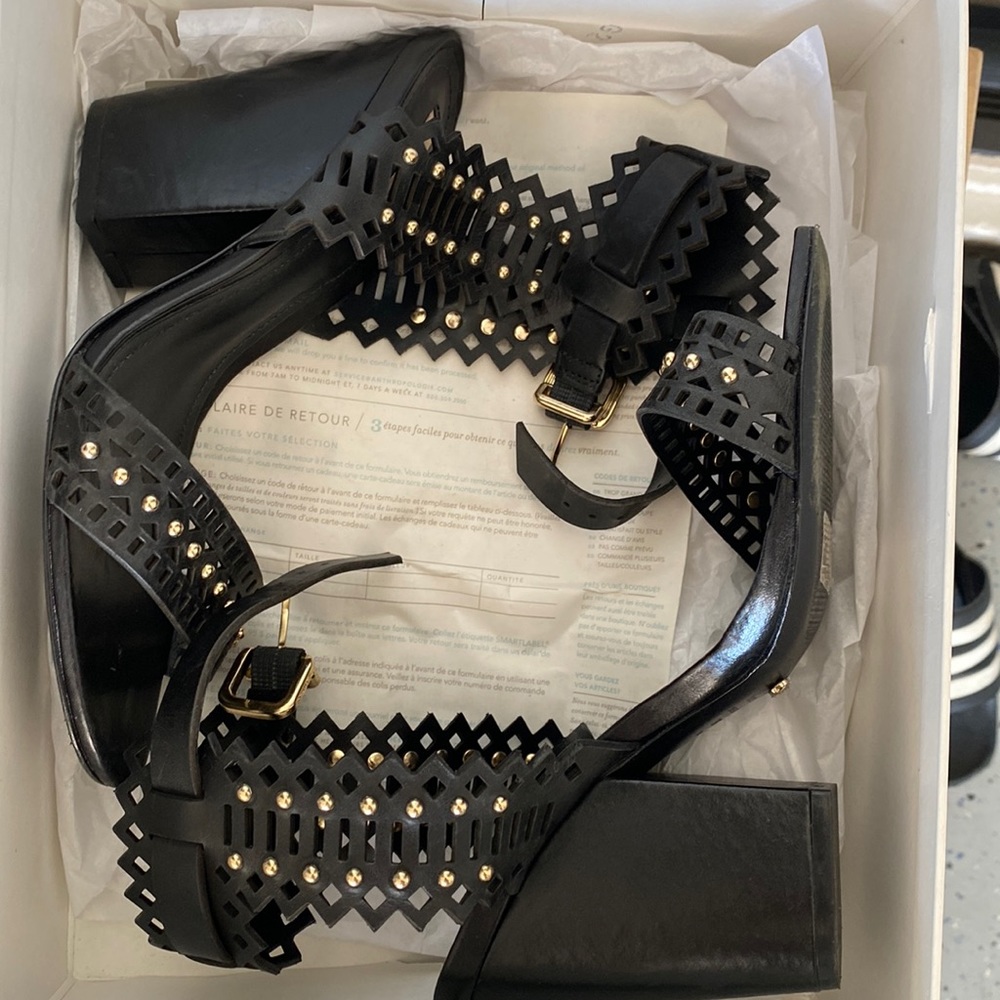 Schutz high ankle studded black leather sandals